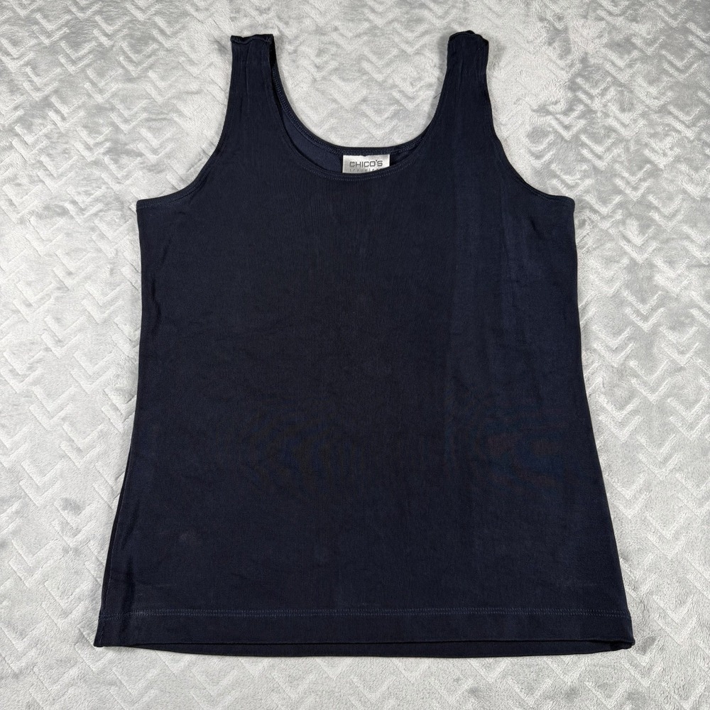 Chico's Travelers Tank Top‎ Medium (1) Dressy Black Sleeveless Jersey Blouse